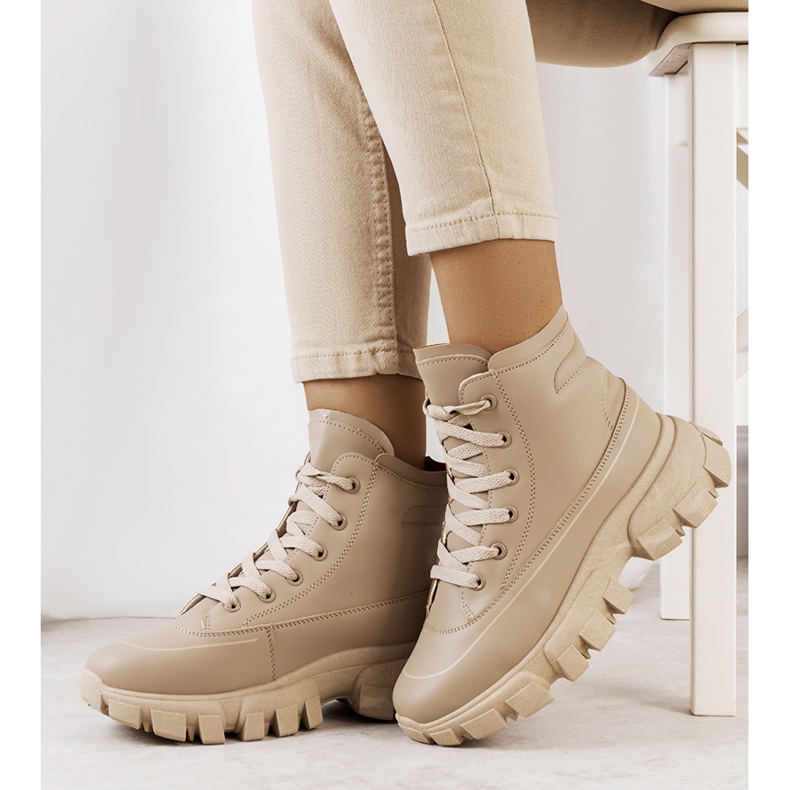 BM Braune Wanderschuhe für Damen von Nurbi beige 1