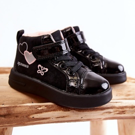 PA1 Hohe Kindersneaker mit Klettverschluss Schwarz Cheezi 1