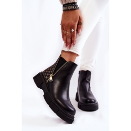 PG1 Damen Lederstiefel mit Zierreißverschluss Schwarz Lorra 1