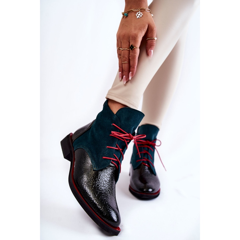 PA2 Grüne und schwarze Cheyenne-Stiefel aus Leder 1