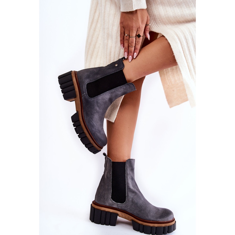 Lederstiefel Arbeiter Maciejka Grau 05312-03 2