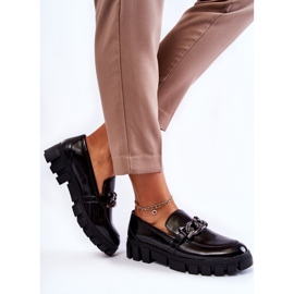 Sergio Leone Lackierte Loafer auf der Black Inger-Plattform schwarz 2