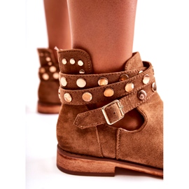 WS1 Damenstiefel mit Jets auf einem braunen Larino mit flachem Absatz 1