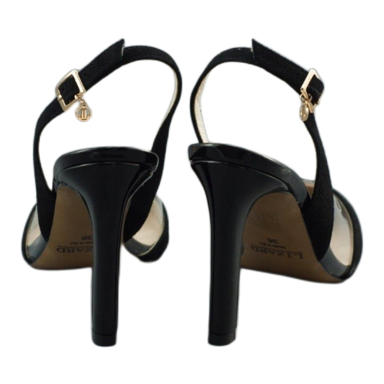 Lizard Frauen Ledersandalen auf Szpilka 04765 Schwarz 2