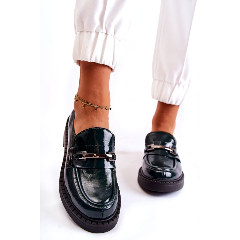 Lemar Damen Lederschuhe, die mit einer silbernen Dekoration grün waren 1