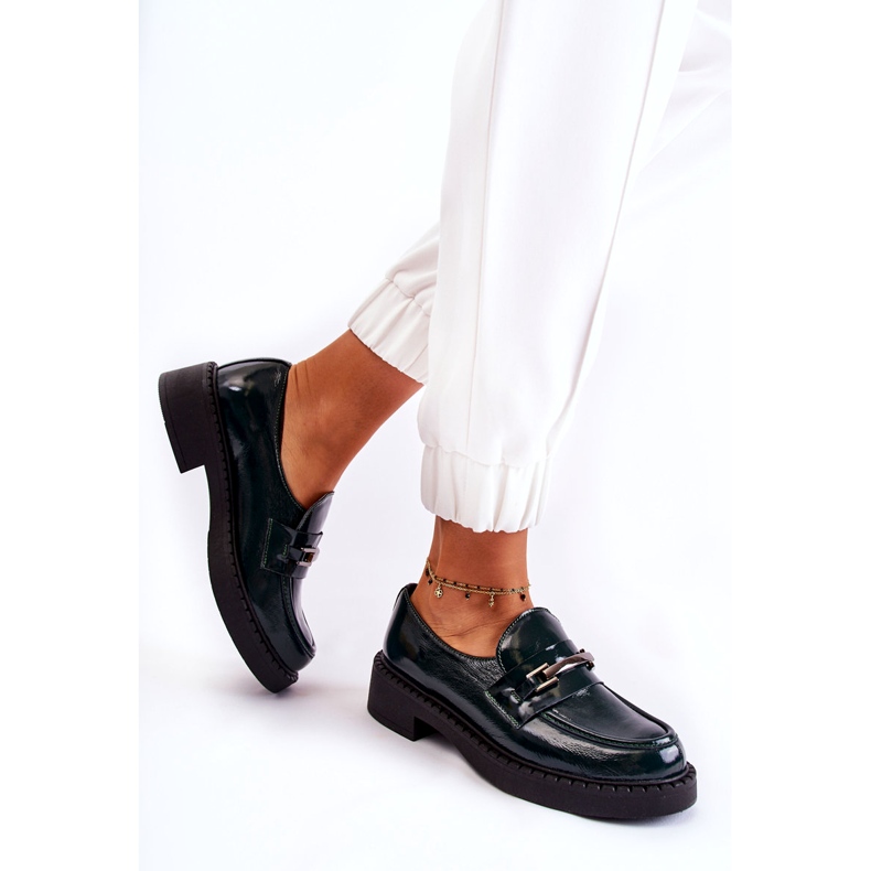 Lemar Damen Lederschuhe, die mit einer silbernen Dekoration grün waren 2