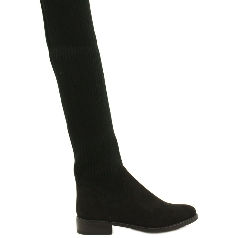 M.Daszyński Frauen gerippte Stiefel SA62-58 Schwarze Stiefel 1