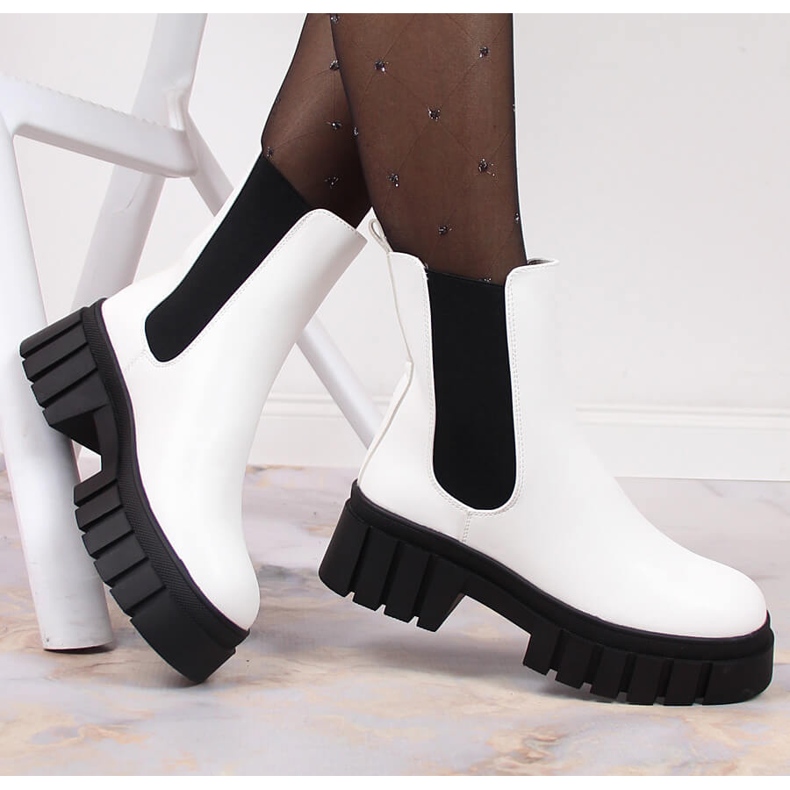 Weiße Damenstiefel mit isolierter Plattform Sergio Leone 1