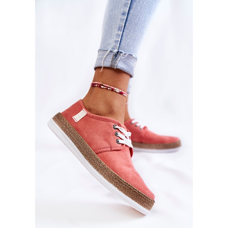 Damen Low Sneakers Memory Foam System Big Star KK276006 Koralle rot 2