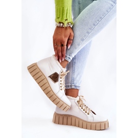 Lewski Shoes Leder Sportschuhe Gebunden Weiß Lewski Schuhe 3252 / N 2