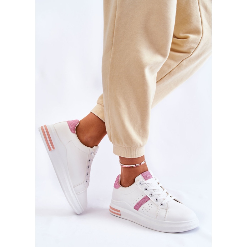 FK2 Damen Sportschuhe gebunden weiß und rosa Otylia 2