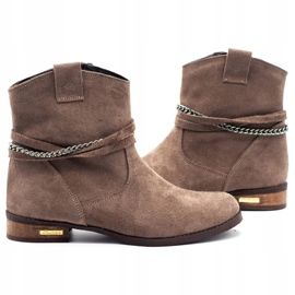 Olivier Isolierte Damenstiefel mit Kette Luna beige braun 2