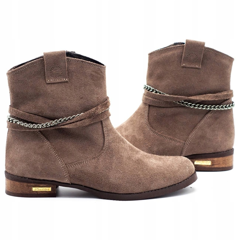 Olivier Isolierte Damenstiefel mit Kette Luna beige braun 2