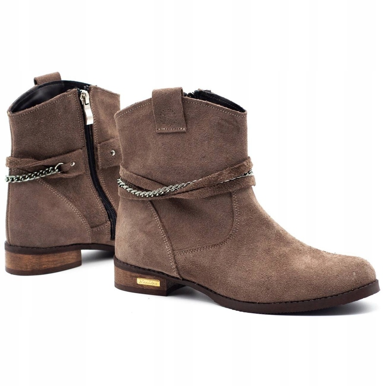 Olivier Isolierte Damenstiefel mit Kette Luna beige braun 1