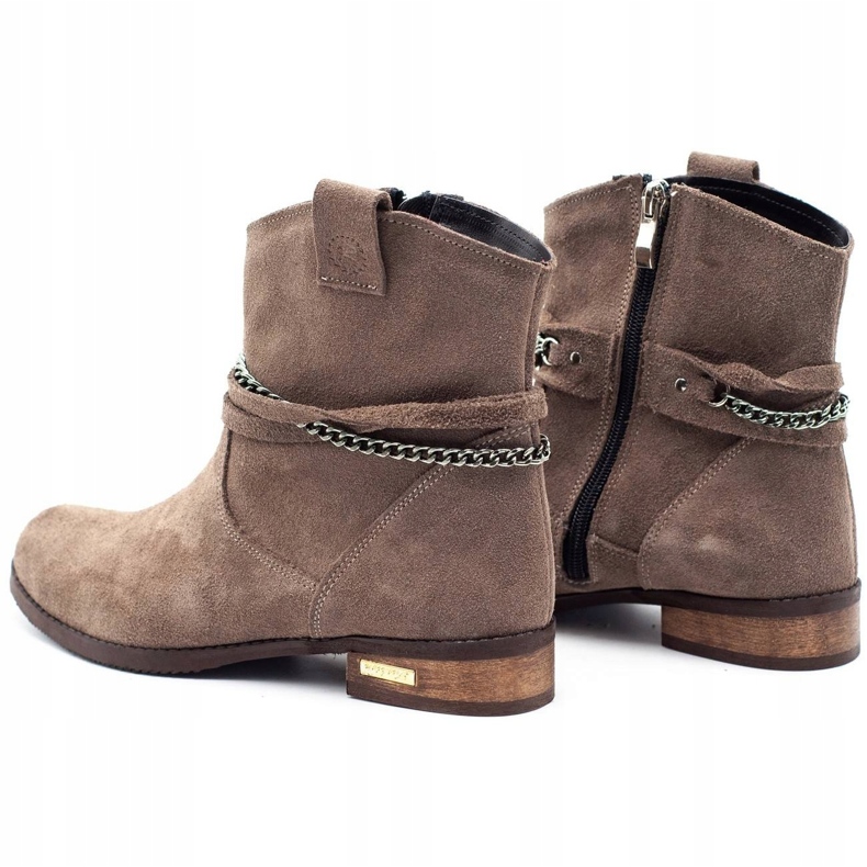 Olivier Isolierte Damenstiefel mit Kette Luna beige braun 3