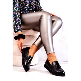 La.Fi schwarze Lack-Keilmokassins 4