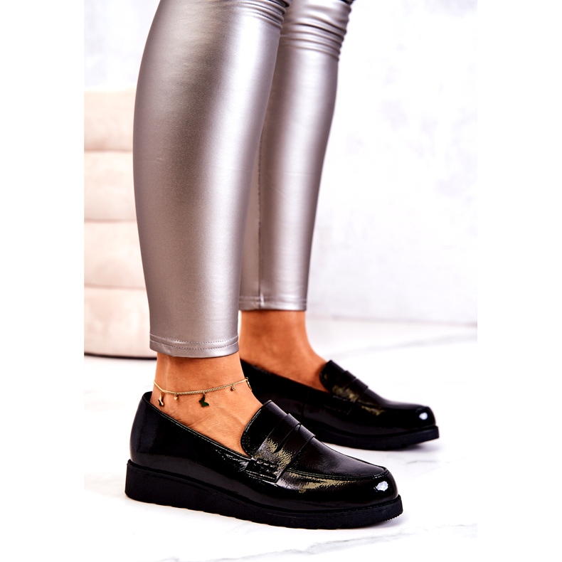 La.Fi schwarze Lack-Keilmokassins 1