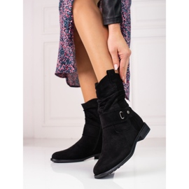 W. Potocki Schwarze Damenstiefel mit gekräuseltem Obermaterial Potocki 1