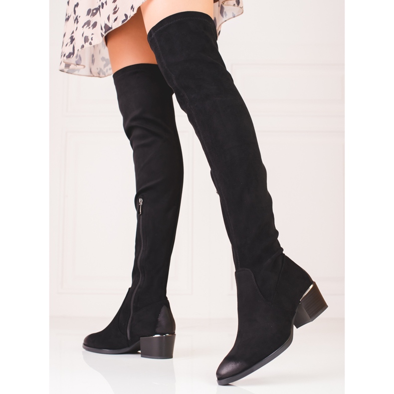 Vinceza Overknee-Stiefel aus Wildleder für Damen schwarz 1