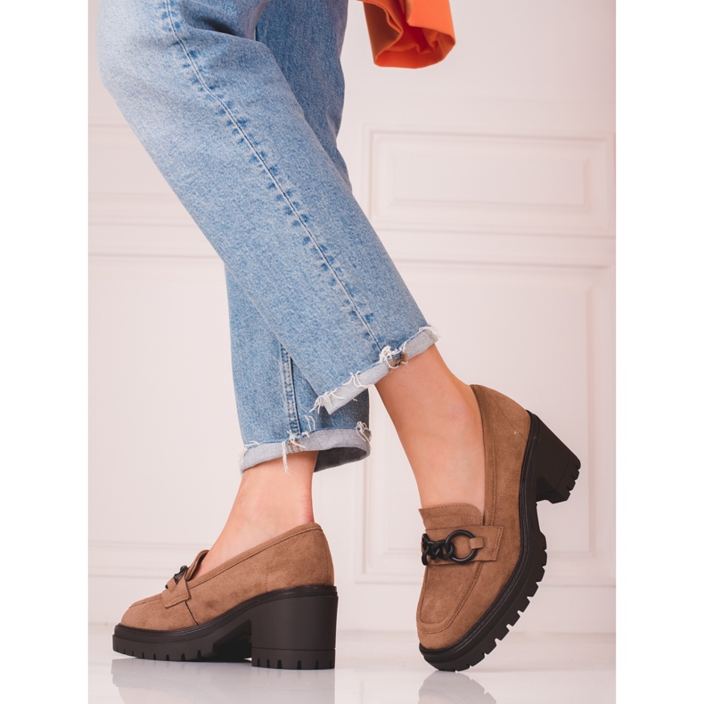 Braune Damen-Slipper von Vinceza mit hohem Absatz 1