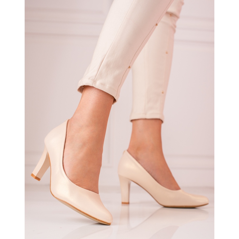 Klassische Champagner Shelovet Pumps beige 2