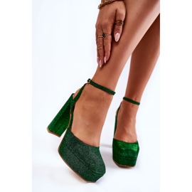 Damensandalen Glitter On a Heel Green Rosel grün 1