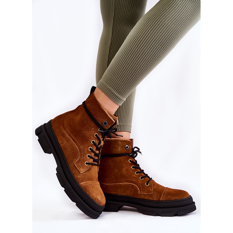 Braune warme Wildlederstiefel Big Star KK274524 2