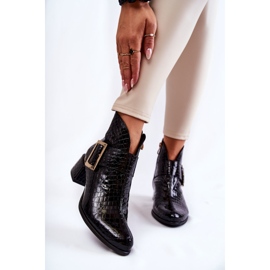 PA2 Leder Booties Krokodil Reißverschluss Muster Schwarz Briana 1