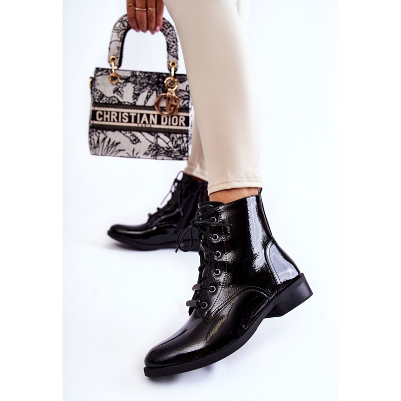 S.Barski Klassisch lackierte schwarze warme Damenstiefel Grimma 2