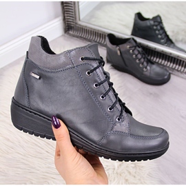 Lederstiefel, warmer Keilabsatz grau Helios 524 2