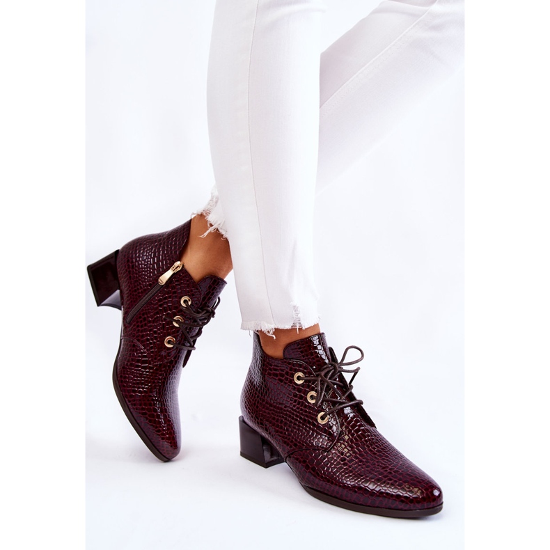 Vinceza Damenstiefel mit Krokodilmuster Burgund Farrah rot 2
