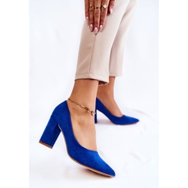 PS1 Klassische Wildlederpumps auf einem Kendra Blue Heel blau 2