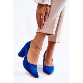 PS1 Klassische Wildlederpumps auf einem Kendra Blue Heel blau 1