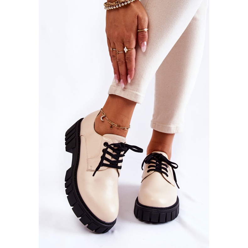 Modischer Lederschuh La.Fi 210013BE-PU Beige 1