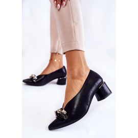 Lederpumps mit Laura Messi 2487 Navy Blue Dekoration blau 2