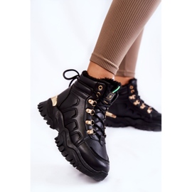 PE1 Warme Damenstiefel auf der Plattform Schwarz Ofelia 2