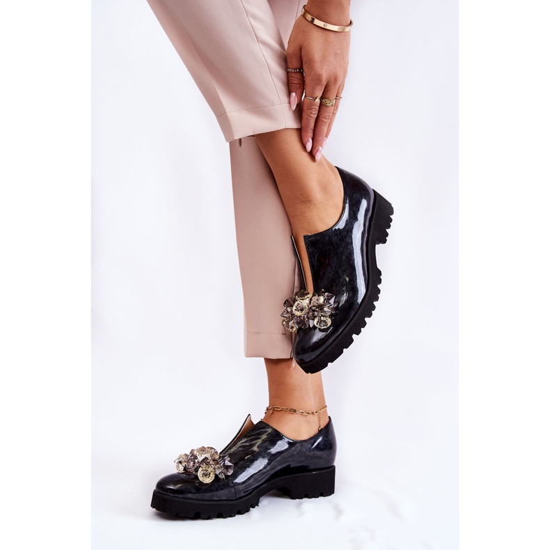 PA2 Elegante Lackschuhe mit Cindy-Dekor in Schwarz und Grau 2