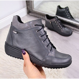 Lederstiefel mit isoliertem Keil Helios W H524A grau 1