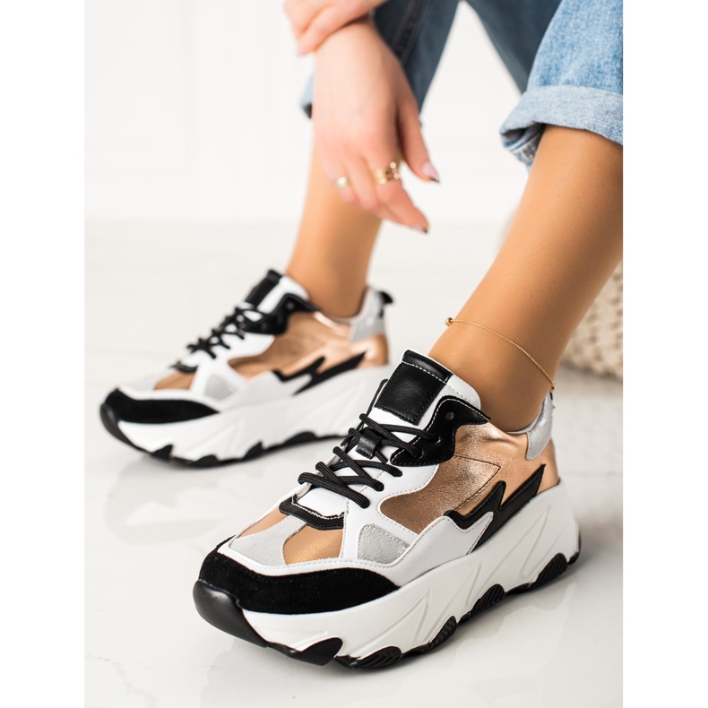 W. Potocki Mode Potocki Turnschuhe mehrfarbig golden 1