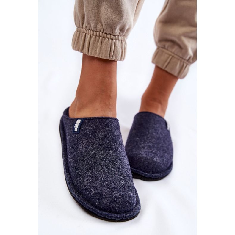 Klassische Filz Damenhausschuhe Big Star KK276013 Marineblau 2