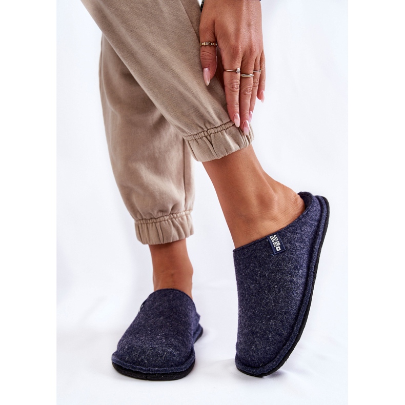 Klassische Filz Damenhausschuhe Big Star KK276013 Marineblau 1