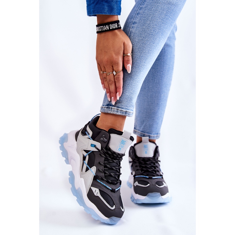 Sportschuhe für Damen auf einer massiven Plattform Big Star KK274386 Schwarz-Grau 1