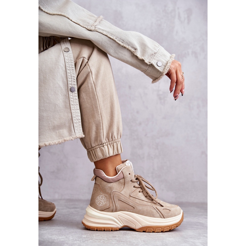Wanderschuhe auf der Plattform Lee Cooper LCJ-22-44-1352L Beige 4