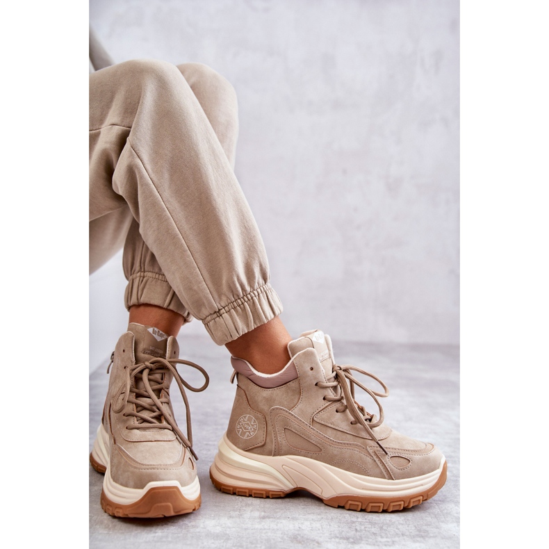 Wanderschuhe auf der Plattform Lee Cooper LCJ-22-44-1352L Beige 3