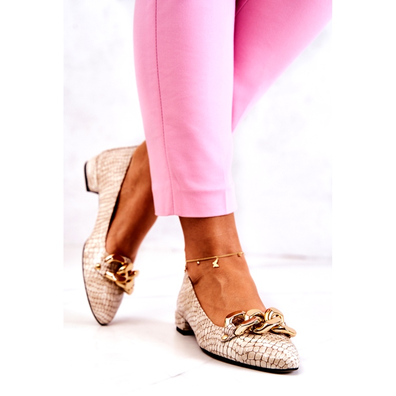 PA2 Pumps aus lackiertem Leder in Schlangenoptik Beige Elissabeth 4028-L braun 3