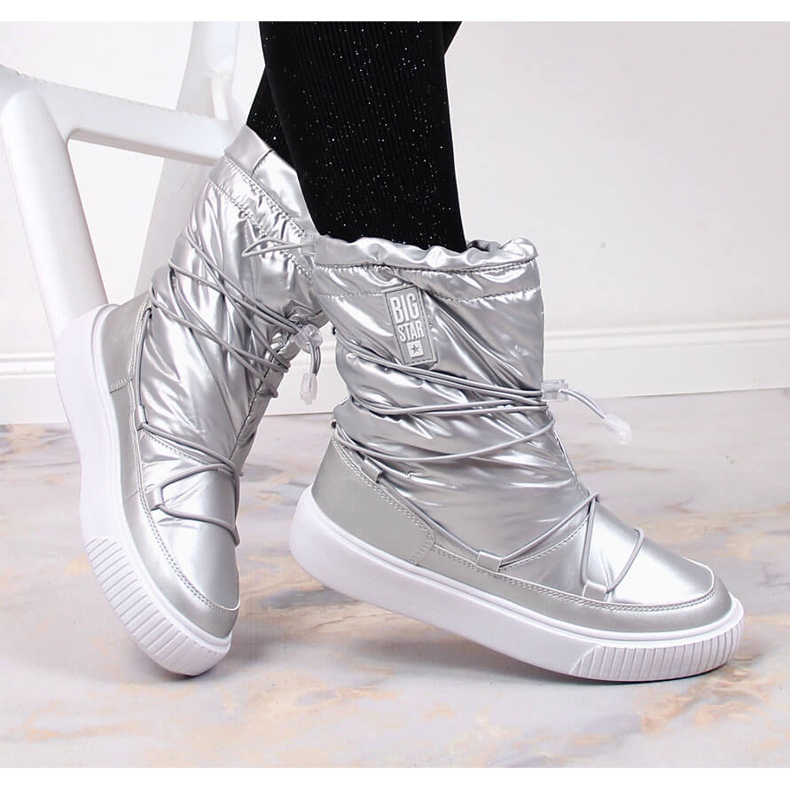 Schneestiefel zum Hineinschlüpfen in Silbermetallic Big Star KK274195 1