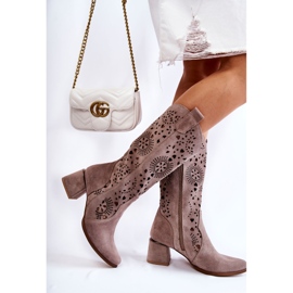 Lewski Shoes Wildleder durchbrochene Stiefel Lewski Schuhe 3171 Cappucino braun 2