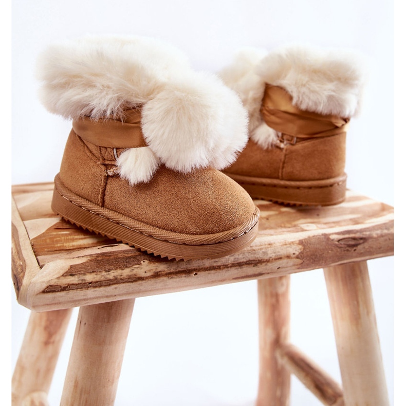 Warme Schneestiefel Kinder Jugend Braun-Weiß Roofy 2