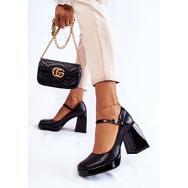 PA2 Lederpumps auf klobigen Absätzen Schwarze Tina 2