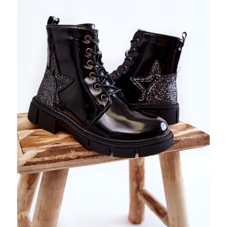 PE1 Lackstiefel für Kinder mit Reißverschluss Schwarz Yukko 2